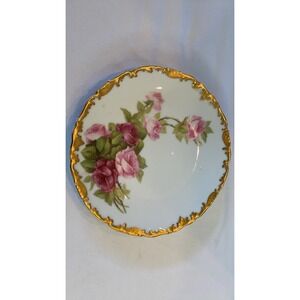 Limoges 9.25 Inch Floral Plate with Gold Trim